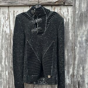 BARABAS KNIT AVIATOR STYLE MENS JACKET SIZE MEDIUM BLACK COLOR